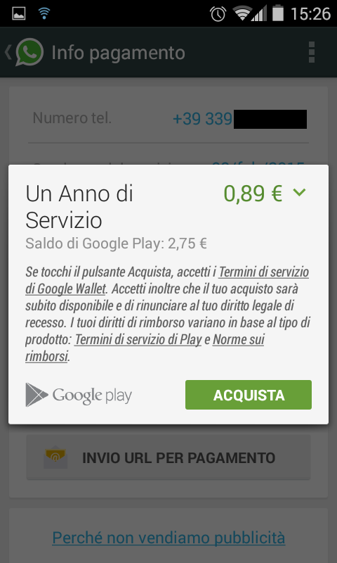 Come pagare WhatsApp e app Play senza carta di credito