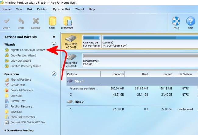 Partizionare hard disk o unità SSD con MiniTool Partition Wizard