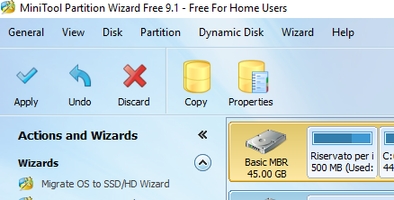 Partizionare hard disk o unità SSD con MiniTool Partition Wizard