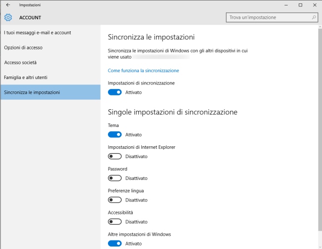 Passare da account Microsoft a account locale in Windows 10