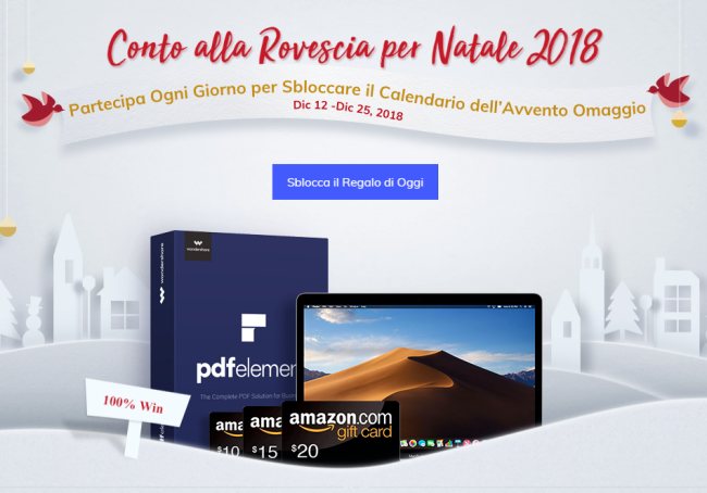 Fino a Natale provate a vincere PDFelement, uno dei migliori programmi per modificare PDF
