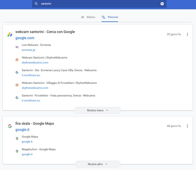 Google Chrome: cosa sono i Percorsi nella cronologia di navigazione