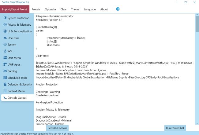 Personalizzare Windows 11 e Windows 10 con Sophia, un versatile script PowerShell
