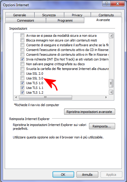 Disattivare SSL 3.0 e proteggere i dati personali dall'attacco POODLE