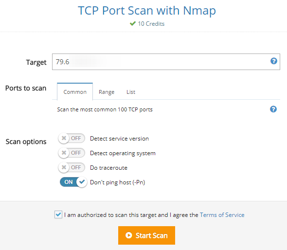 Port scanner: scansione di tutte le porte sull'IP pubblico