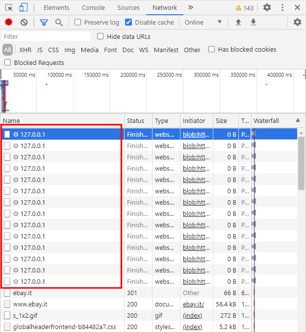 eBay lancia un port scanning alla prima visita?