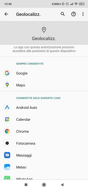 Quali app Android accedono alla posizione del dispositivo