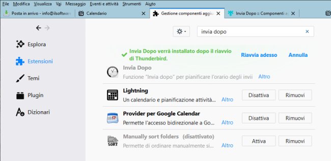 Programmare l'invio di un'email con Thunderbird