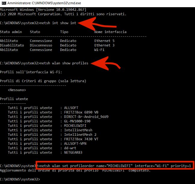 Come dare priorità a una rete WiFi in Windows 10