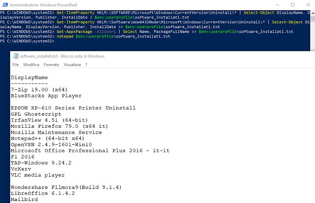 Lista programmi installati in Windows, ecco come ottenerla