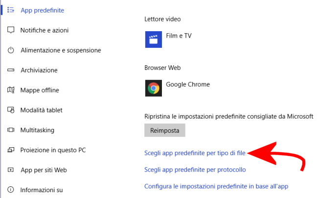 Programmi predefiniti in Windows 10 per aprire file: come fare variazioni