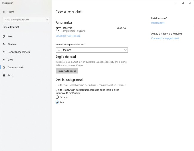 Stabilire quali programmi generano più traffico di rete in Windows