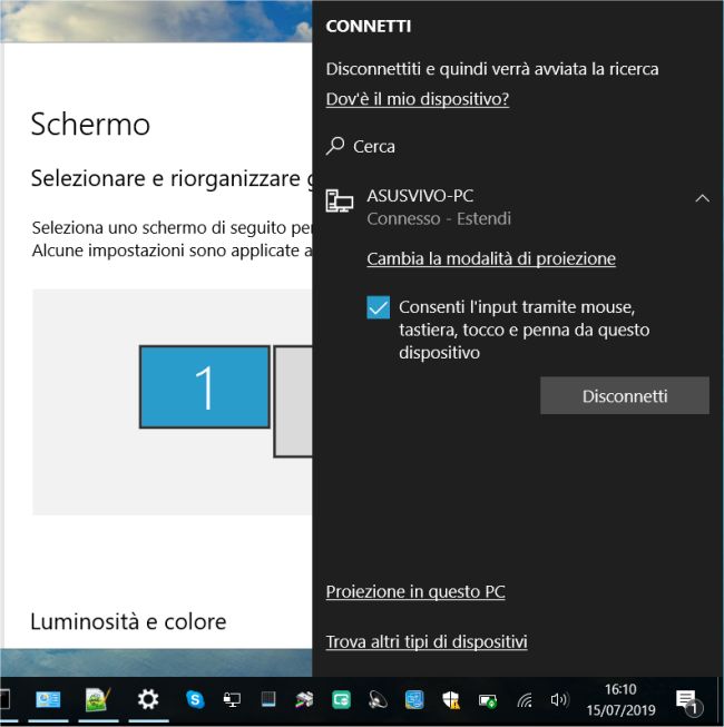 Come proiettare lo schermo di Windows 10 su altri dispositivi