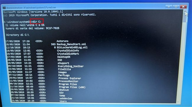 Come aprire il prompt dei comandi quando Windows 10 non si avvia