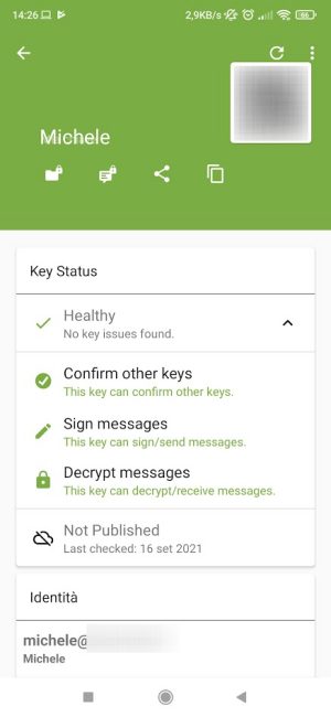 Inviare documenti importanti su WhatsApp e Telegram con OpenKeychain