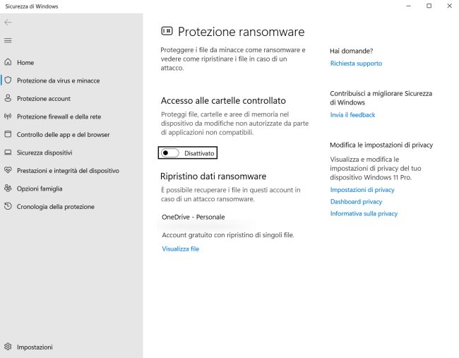 Ransomware, come li bloccano Windows 10 e Windows 11