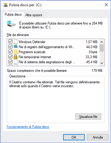 Pulizia disco, si può cancellare tutto quanto viene proposto?