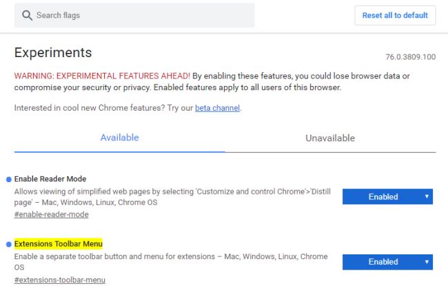 Chrome integra un nuovo menu per la gestione rapida delle estensioni