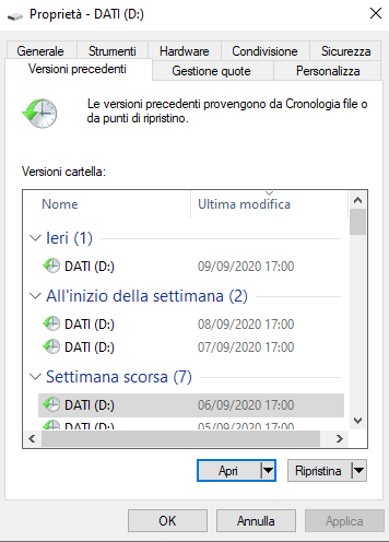 Punto di ripristino Windows 10 e differenza con copia shadow