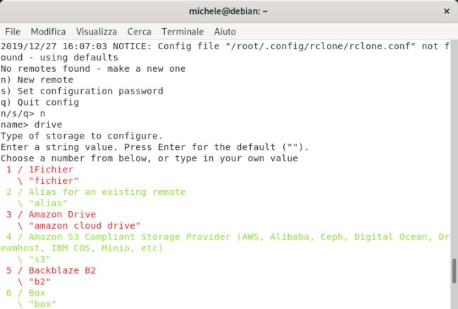 rclone e backup su Google Drive