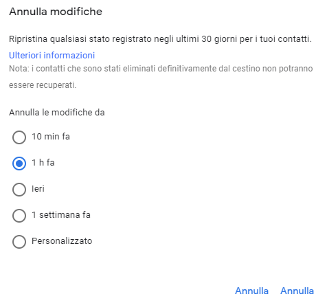 Recupera numeri cancellati con gli strumenti Google