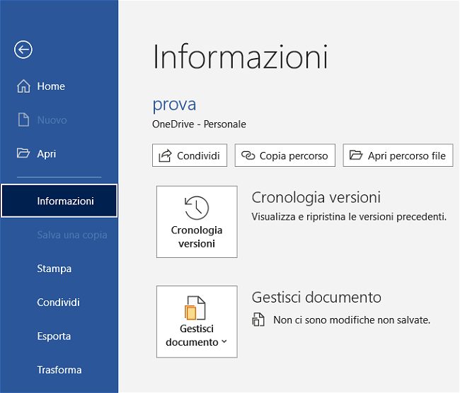 Come recuperare documento Word e riportarlo a una versione precedente
