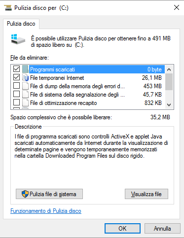 Recuperare spazio in Windows 10 dopo l'aggiornamento Fall Update