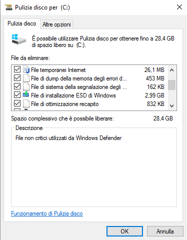 Recuperare spazio in Windows 10 dopo l'aggiornamento Fall Update