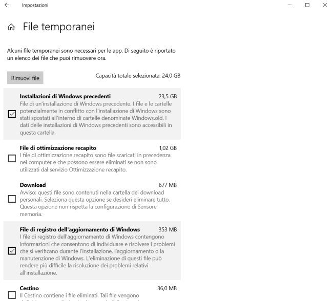 Come recuperare spazio dopo l'installazione di Windows 10 21H2