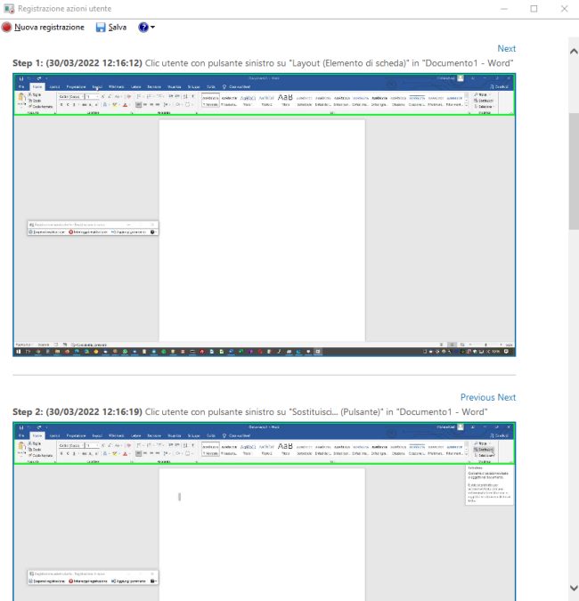 Registrazione azioni utente in Windows: chiedere od offrire supporto tecnico