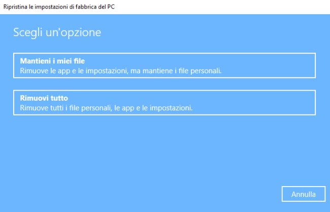Windows 10, differenza tra Installazione da zero o Fresh Start e Reimposta il PC
