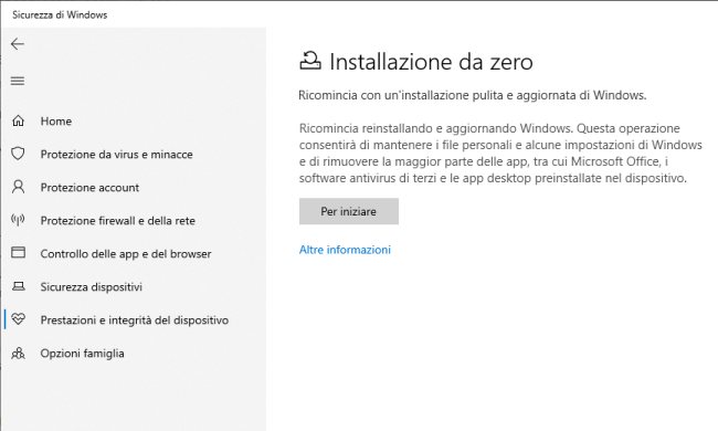 Windows 10, differenza tra Installazione da zero o Fresh Start e Reimposta il PC