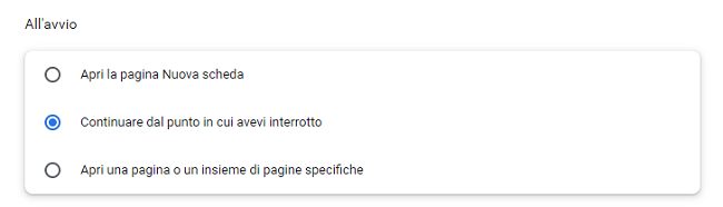 Ripristinare le schede aperte in Chrome