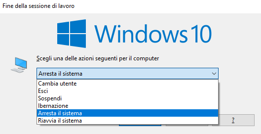 Spegnere, riavviare e ibernare il PC dal desktop di Windows