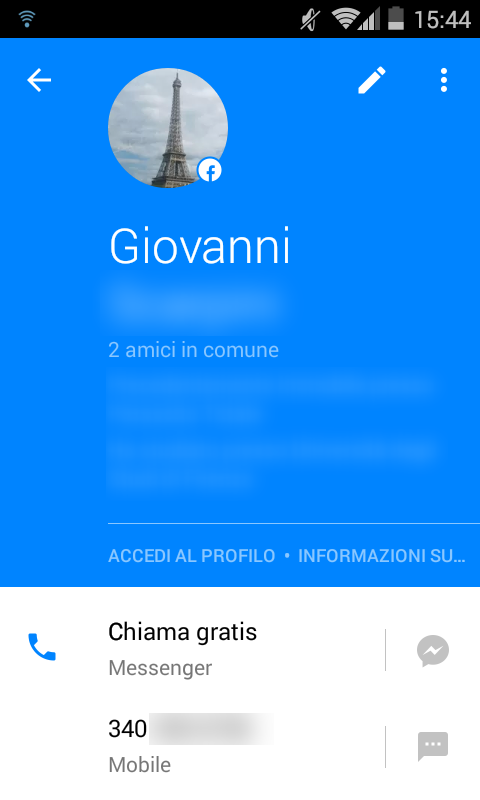 Riconoscere numeri sconosciuti con Facebook Hello