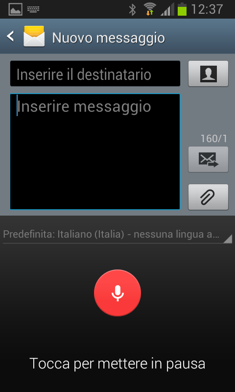 Dettare SMS, messaggi e testi su Android