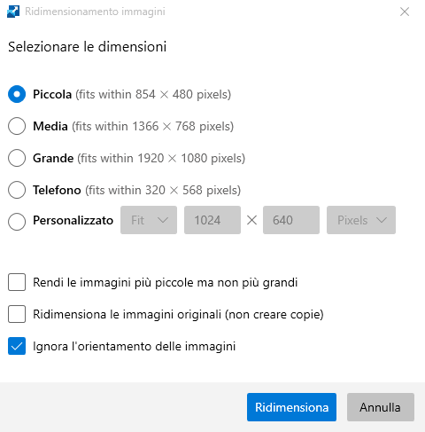 Come convertire immagini e rimpicciolire foto con il tasto destro