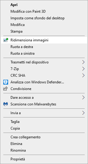 Ridimensionare immagini da Esplora file in Windows