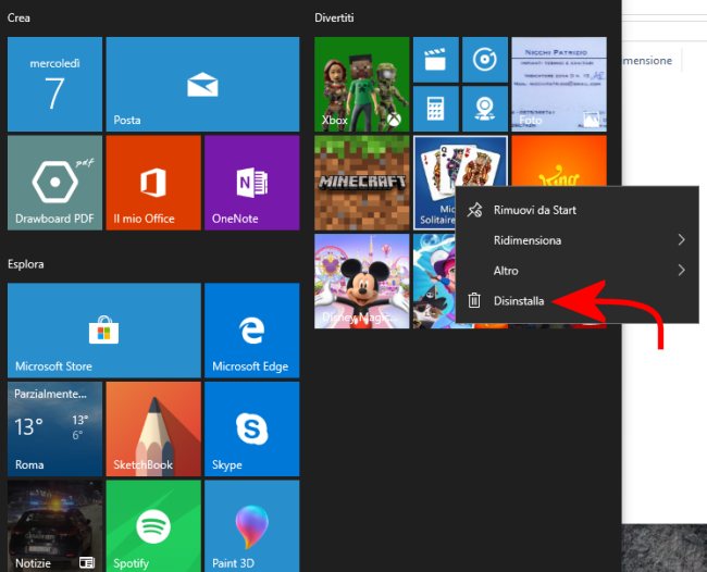 Rimuovere le app inutili dal menu Start di Windows 10