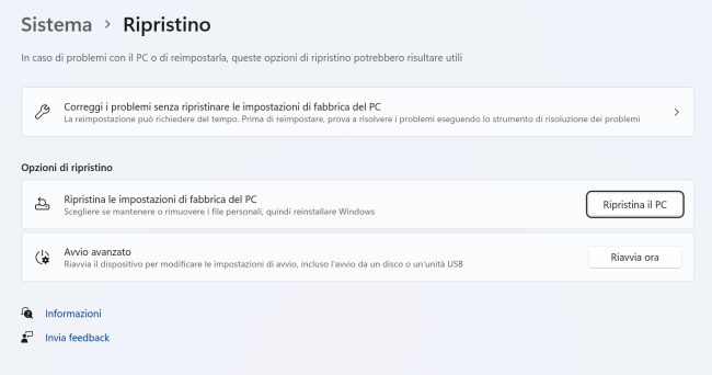 Riparare Windows 11 con un'installazione in-place