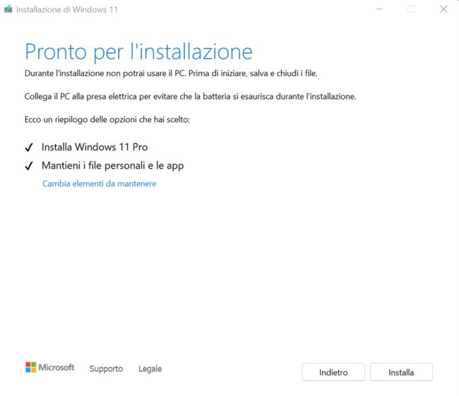 Riparare Windows 11 con un'installazione in-place