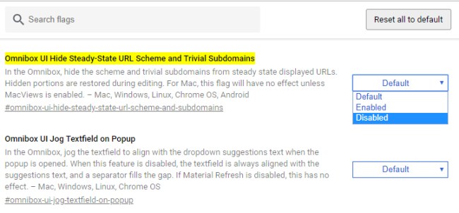 Ripristinare la visualizzazione degli URL in Google Chrome