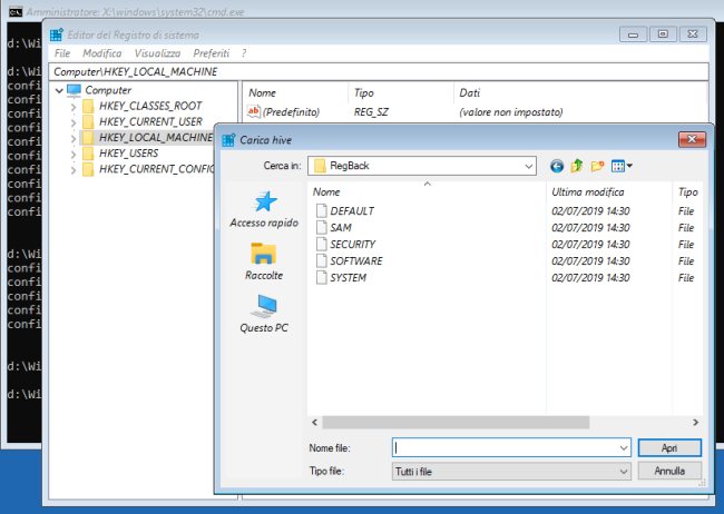 Ripristinare registro di sistema in Windows 10