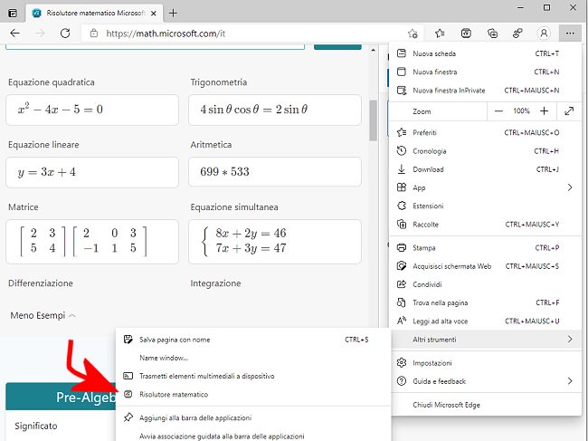 Il browser Edge adesso aiuta anche a risolvere le equazioni