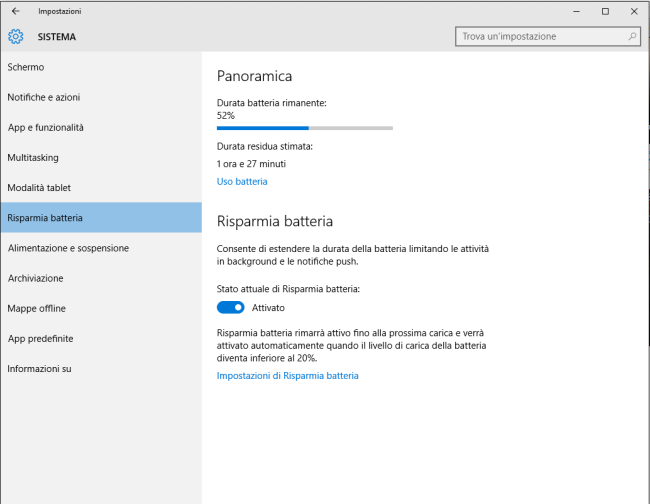 Risparmia batteria in Windows 10, a che cosa serve?