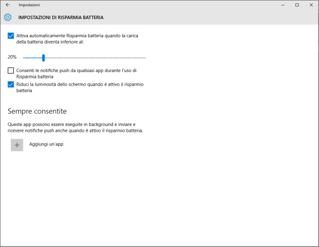 Risparmia batteria in Windows 10, a che cosa serve?