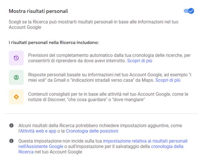 I risultati della ricerca Google vengono personalizzati: perché?