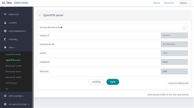 Router WiFi che diventa hotspot e supporta sia OpenVPN che WireGuard