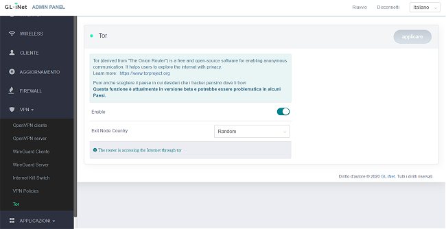 Router WiFi che diventa hotspot e supporta sia OpenVPN che WireGuard