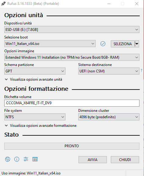 Rufus crea il supporto d'installazione di Windows 11 senza bisogno di TPM e Secure Boot